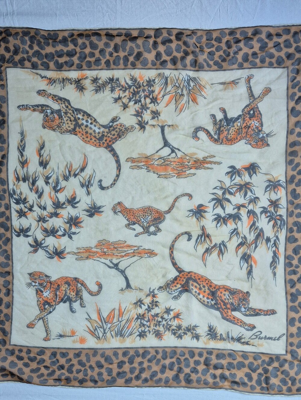 1960s-1970s.Vintage Boho Y2K Burmel Square Sheer Silk-Rayon Blend Scarf 23"×23" - Picture 4 of 9